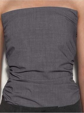 Zara Gray Strapless Ruched Bodysuit